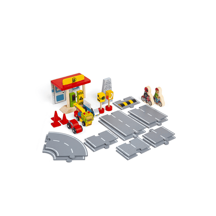 Bigjigs Rail Dřevěná sada příslušenství silnice