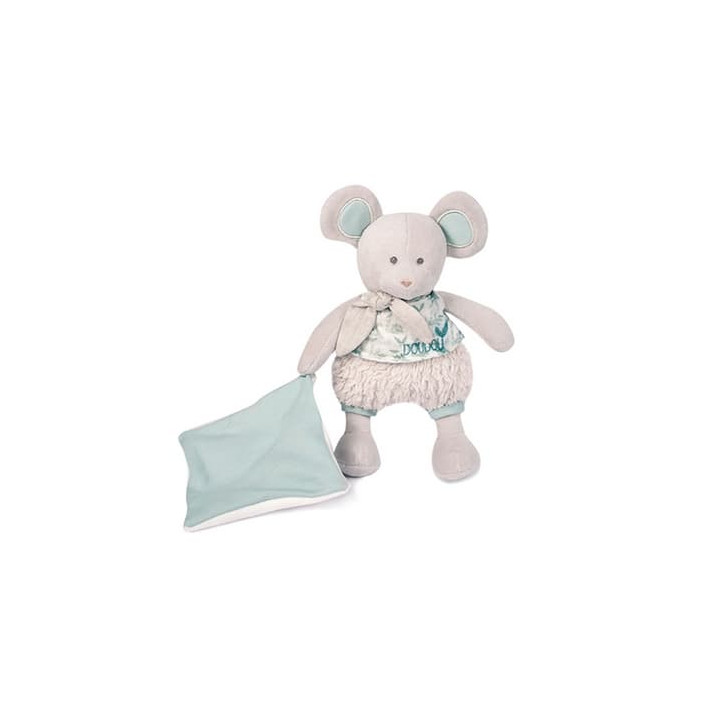 Doudou Dárková sada - Plyšová myška s dečkou z BIO bavlny 22 cm