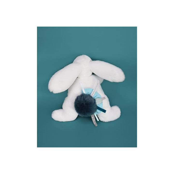 Doudou Dárková sada - Plyšový králíček s tmavě modrou bambulkou 25 cm
