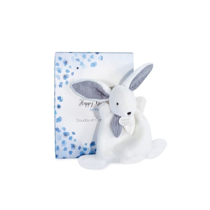 Doudou Dárková krabička modrá - mini králíček 17 cm