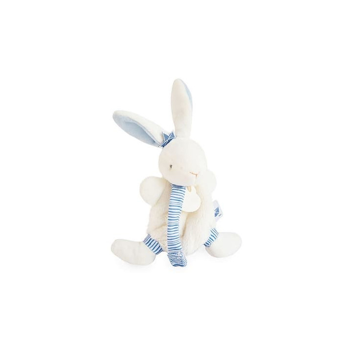 Doudou Dárková sada - Hračka s úchytem na dudlík králíček 15 cm modrý
