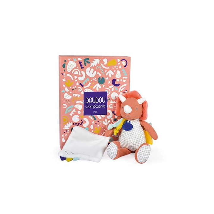 Doudou Dárková sada - dinosaurus s dečkou 25 cm