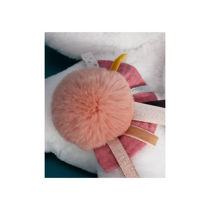 Doudou Dárková sada - Plyšový králíček s tmavě růžovou bambulkou 25 cm