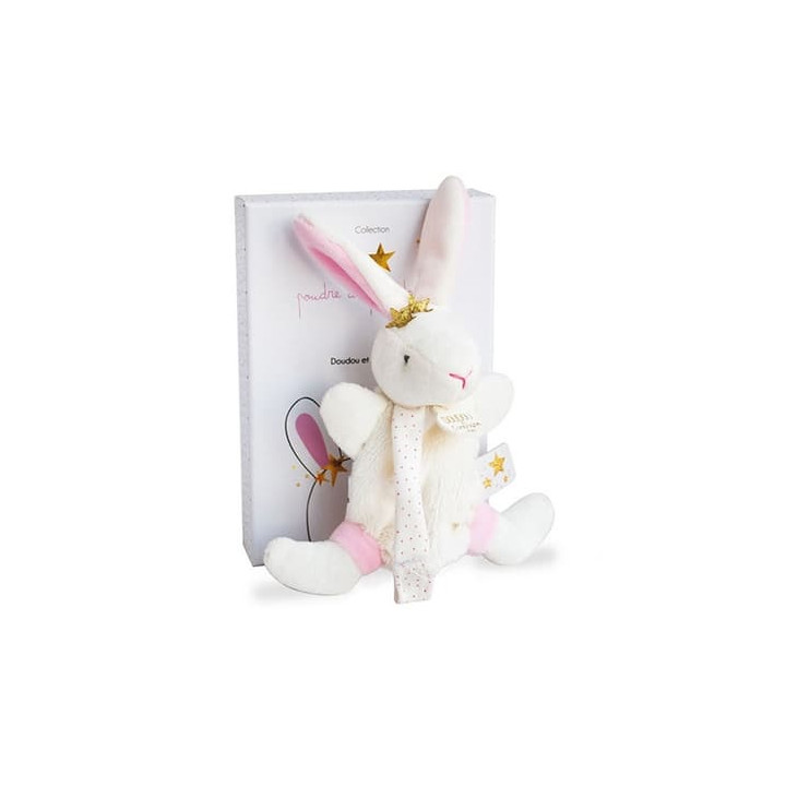 Doudou Dárková sada - Hračka s úchytem na dudlík králíček 15 cm