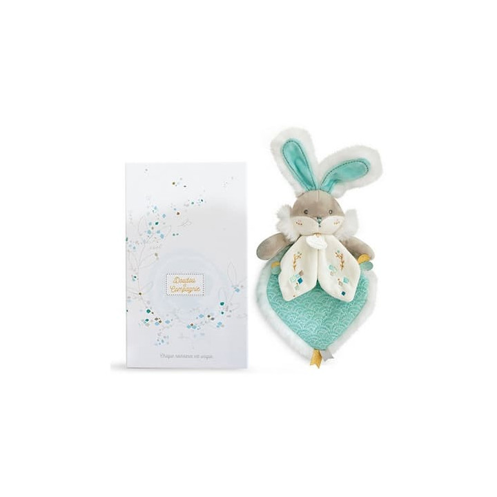 Doudou Dárková sada - Hračka tyrkysový kamarád králíček 24 cm