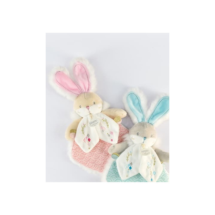 Doudou Dárková sada - Hračka tyrkysový kamarád králíček 24 cm