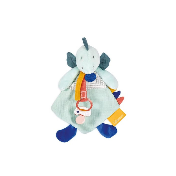 Doudou Dárková sada - Hračka s úchytem na dudlík dinosaurus zelený 23 cm