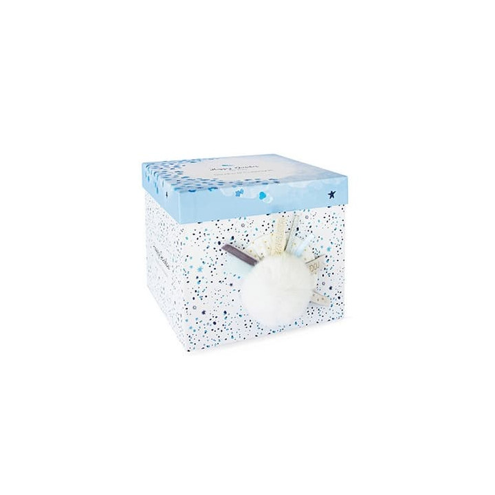 Doudou Dárková sada - Plyšový králíček s bílou bambulkou 25 cm