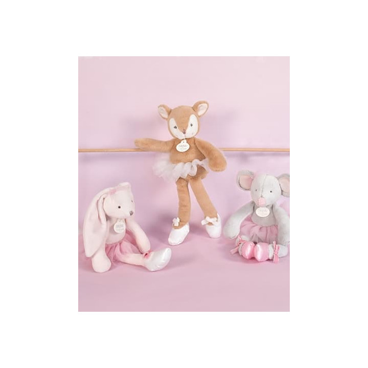 Doudou Dárková sada - Plyšová hračka myška šedá balerína 30 cm