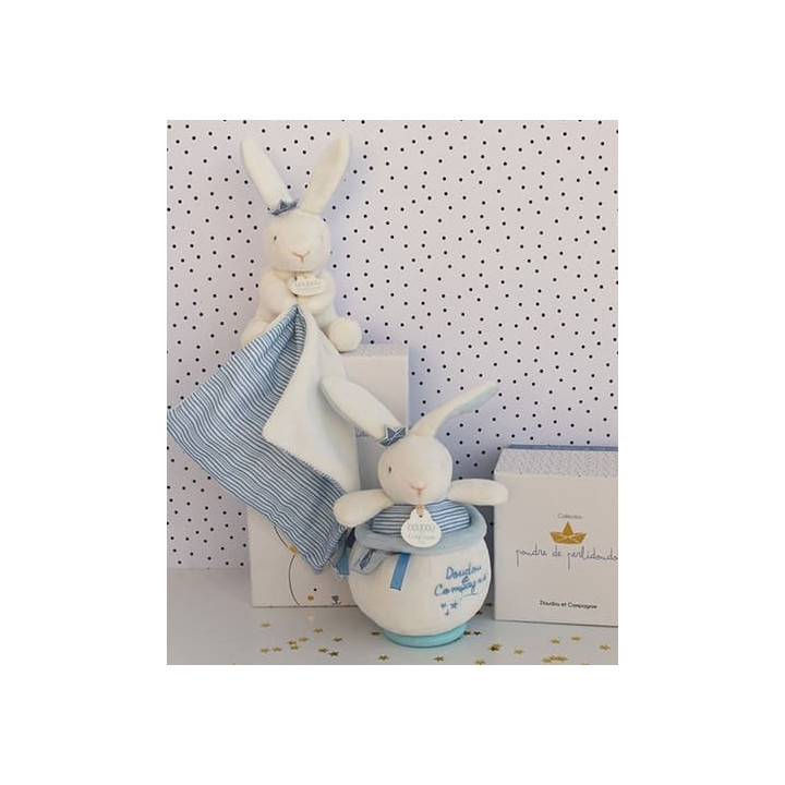 Doudou Dárková sada - králíček námořník s muchláčkem 10 cm