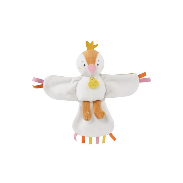 Doudou Dárková sada - hudební plyšová hračka ptáček žlutý 23 cm