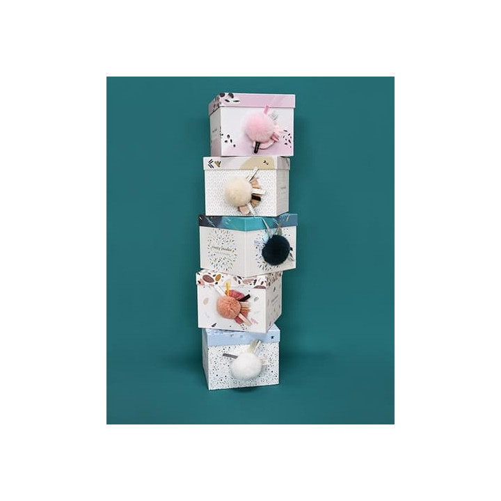 Doudou Dárková sada - Plyšový králíček s béžovou bambulkou 25 cm