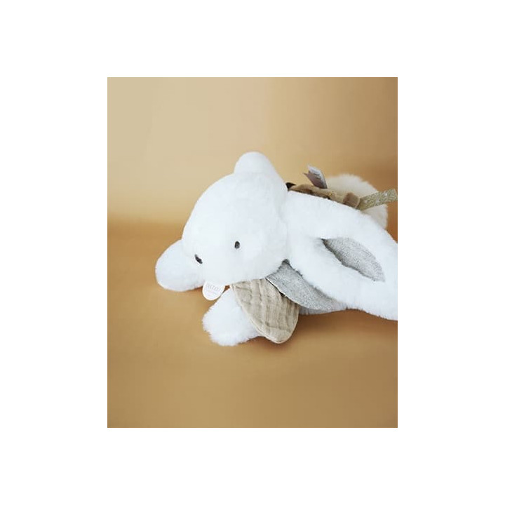 Doudou Dárková sada - Plyšový králíček s béžovou bambulkou 25 cm
