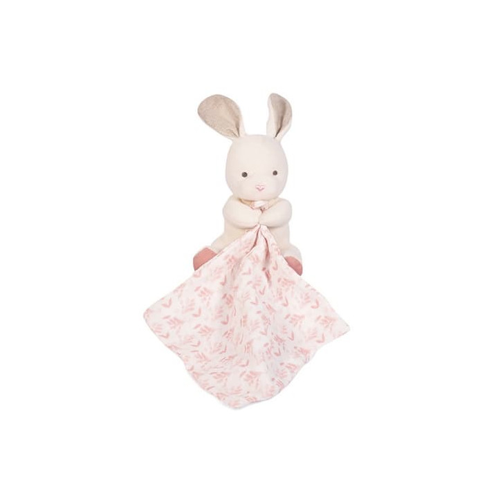 Doudou Dárková sada - Plyšový králiček s růžovou dečkou z BIO bavlny 15 cm