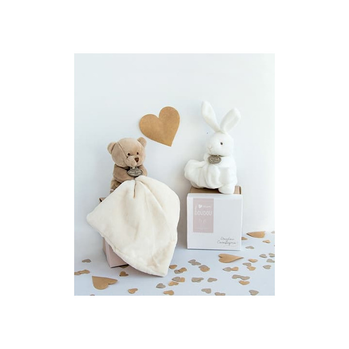 Doudou Dárková sada - králíček s muchláčkem 10 cm