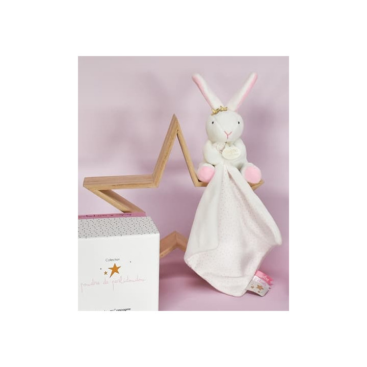 Doudou Dárková sada - Plyšový králíček s muchláčkem 10 cm ružová
