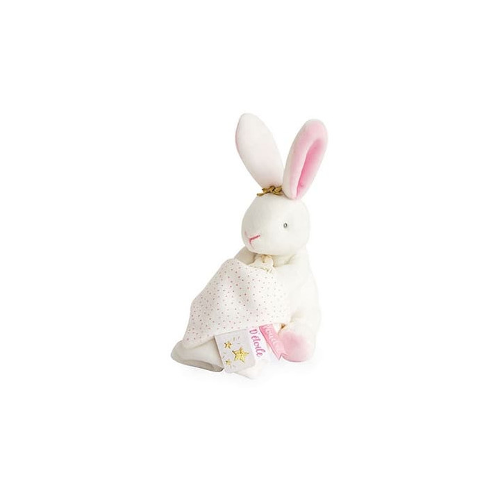 Doudou Dárková sada - Plyšový králíček s muchláčkem 10 cm ružová