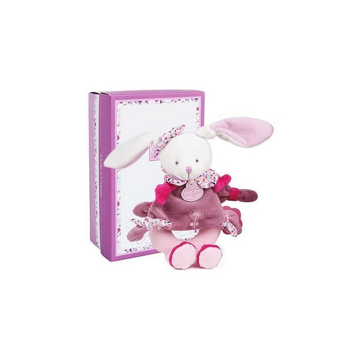 Doudou Dárková sada - Plyšové chrastítko králíček 19 cm