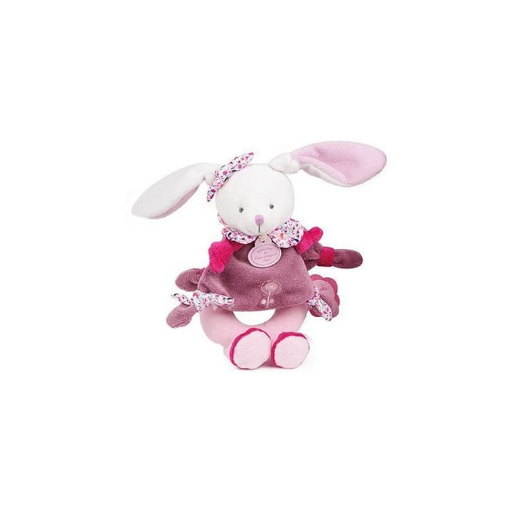 Doudou Dárková sada - Plyšové chrastítko králíček 19 cm