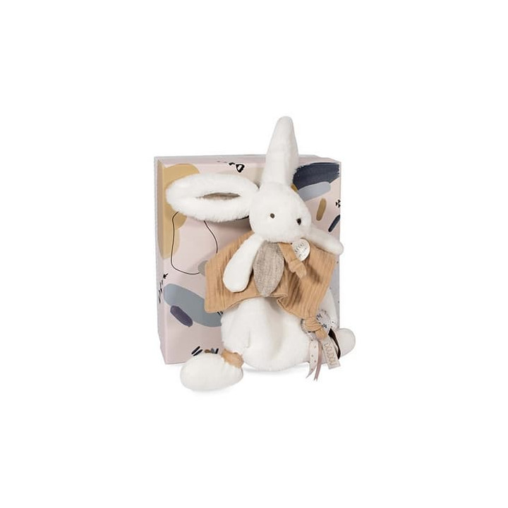 Doudou Dárková sada - Plyšový králíček s muchláčkem 25 cm béžová