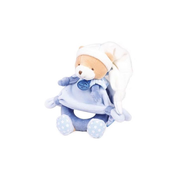 Doudou Dárková sada - Plyšové chrastítko medvídek 19 cm