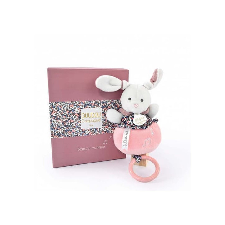 Doudou Dárková sada - Plyšový králíček hrající melodii růžový 20 cm
