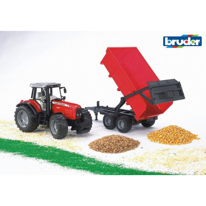 Bruder 2045 Traktor MASSEY FERGUSON se sklopným vozem