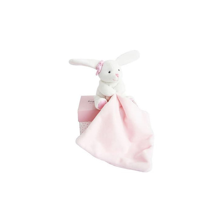 Doudou Dárková sada růžová - králíček s muchláčkem 10 cm