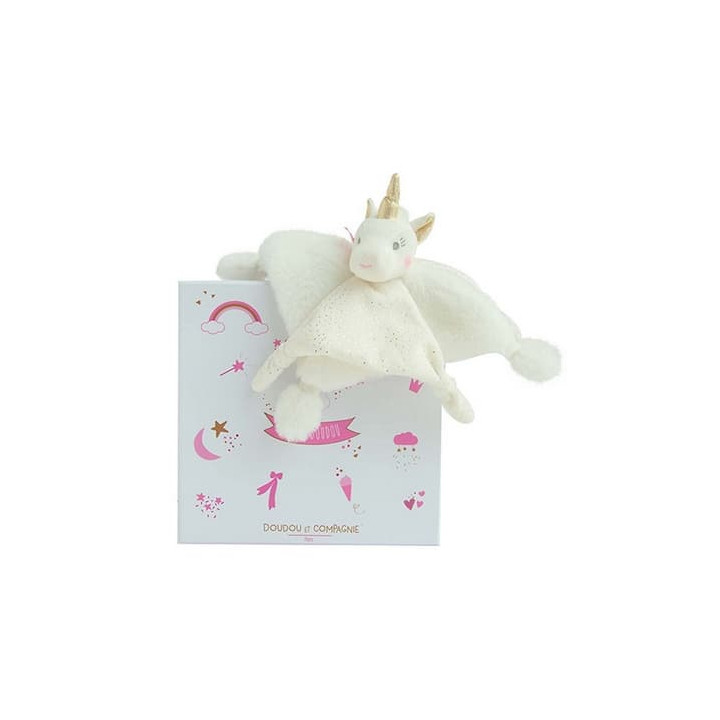 Doudou Dárková sada - plyšový usínáček jednorožec 22 cm