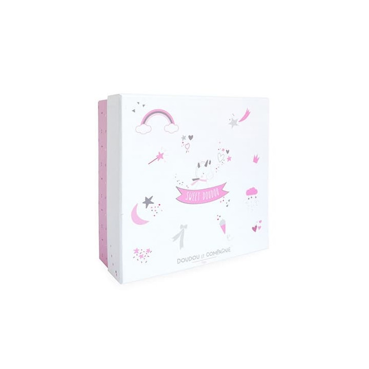 Doudou Dárková sada - plyšový usínáček jednorožec 22 cm