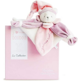 Doudou Dárková sada - plyšový usínáček růžový medvídek 24 cm
