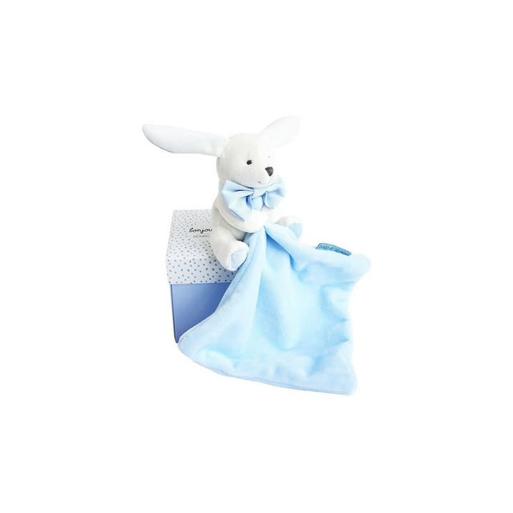Doudou Dárková sada modrá - králíček s muchláčkem 10 cm