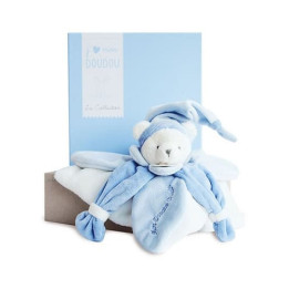 Doudou Dárková sada - plyšový usínáček modrý medvídek 24 cm