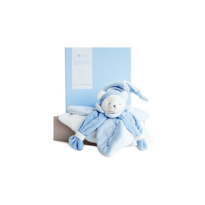 Doudou Dárková sada - plyšový usínáček modrý medvídek 24 cm