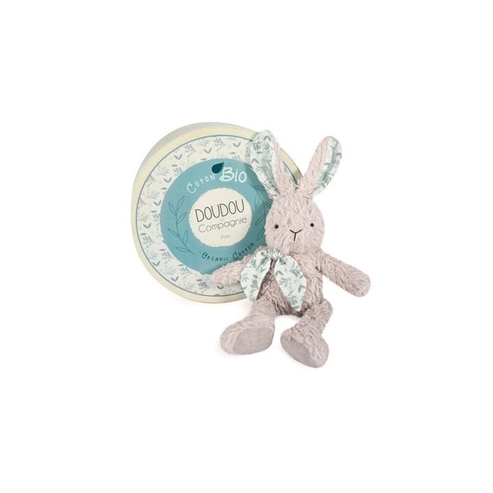 Doudou Dárková sada - Šedý plyšový králík z BIO bavlny 25 cm