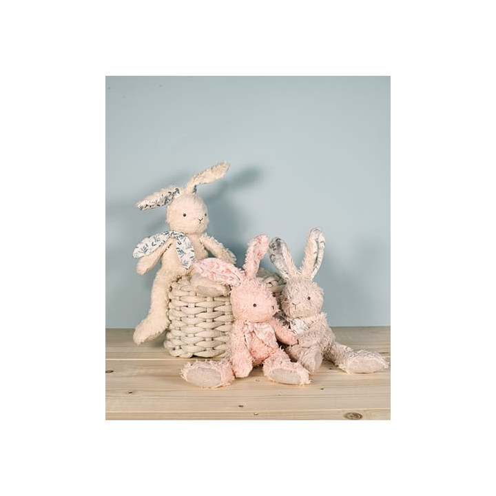 Doudou Dárková sada - Šedý plyšový králík z BIO bavlny 25 cm