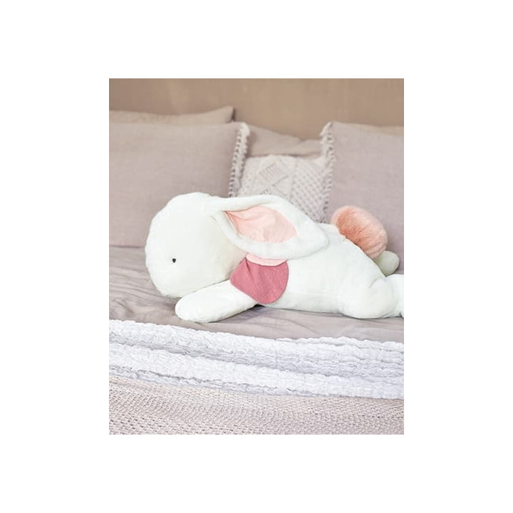 Doudou Plyšový králík s tmavě růžovou bambulkou 80 cm