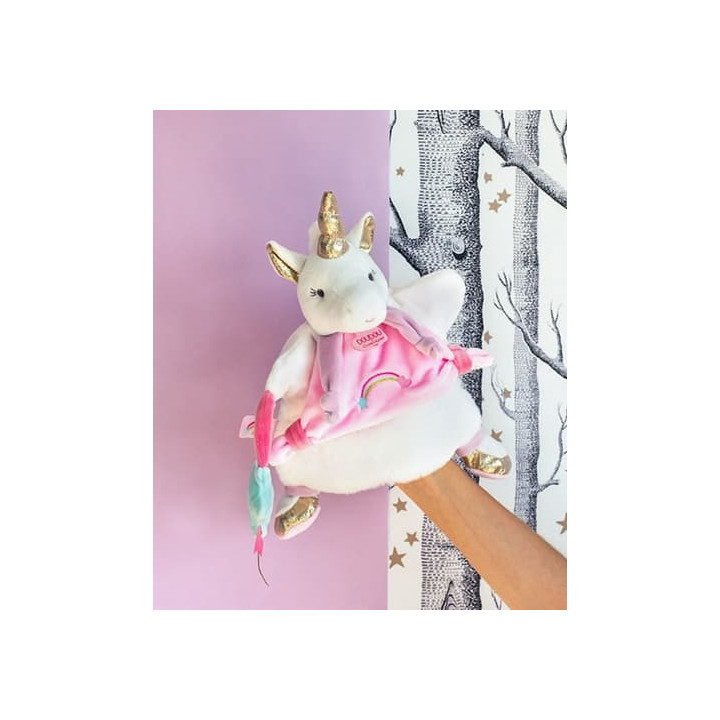 Doudou Plyšový maňuška jednorožec 25 cm