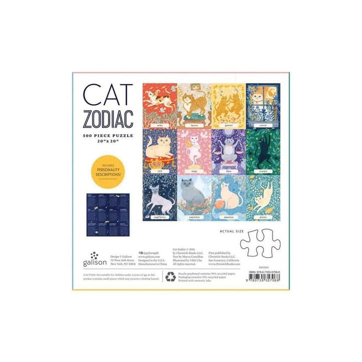 Galison Puzzle Kočičí zvěrokruh 500 dílků