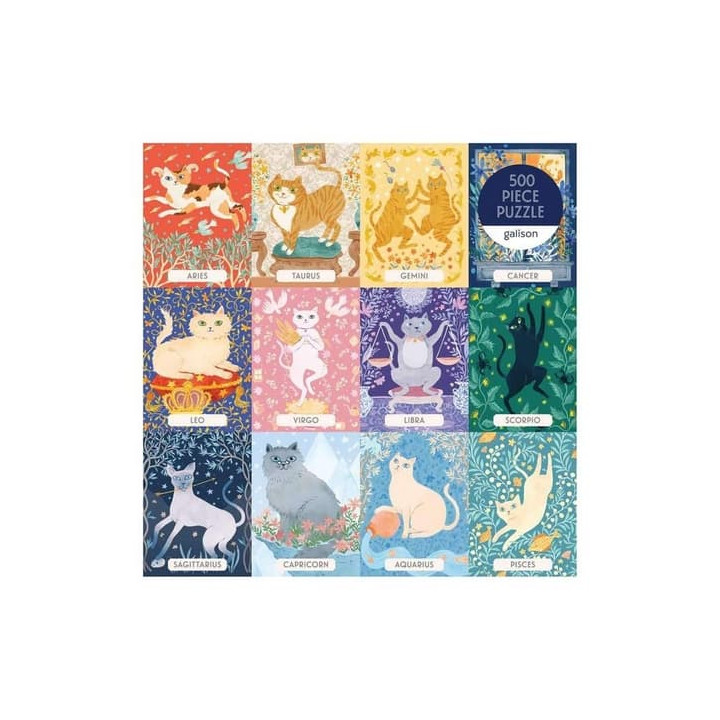 Galison Puzzle Kočičí zvěrokruh 500 dílků