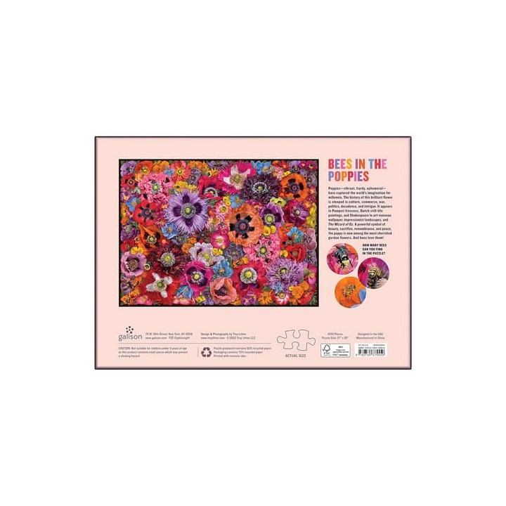 Galison Puzzle Včely mezi květy máku 1000 dílků