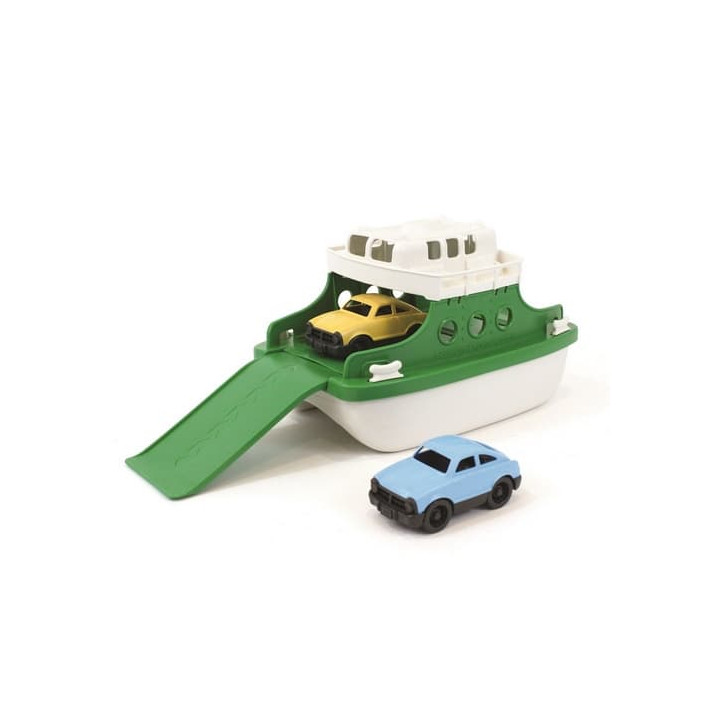 Green Toys Trajekt zeleno-bílý s autíčky