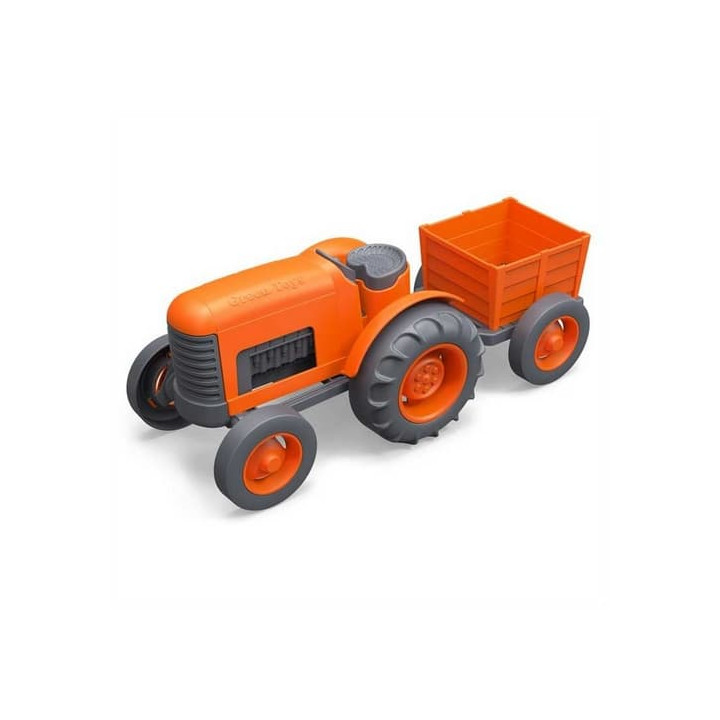 Green Toys Traktor s vlečkou oranžový