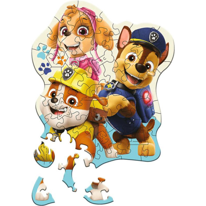Dřevěné puzzle Junior 50 dílků Legrační Tlapková Patrola/Paw Patrol 19,5x23,5cm v krabici 20x20x6cm