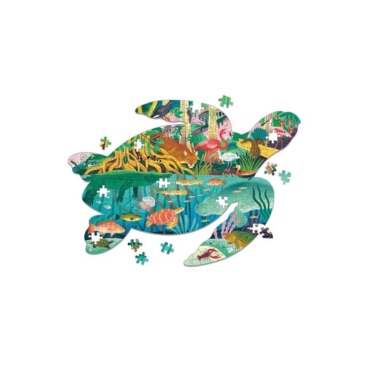 Mudpuppy Puzzle Mokřady ve tvaru želvy 300 dílků