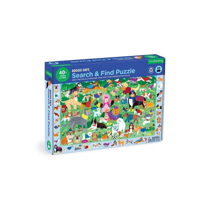 Mudpuppy Puzzle skládej a hledej "Psí den" 64 dílů