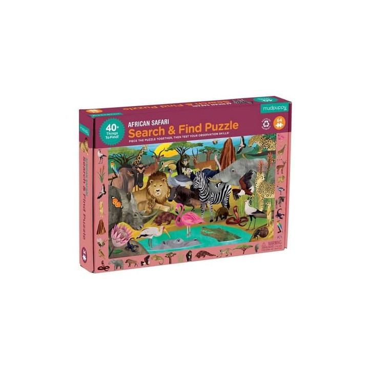 Mudpuppy Puzzle skládej a hledej Safari 64 dílů