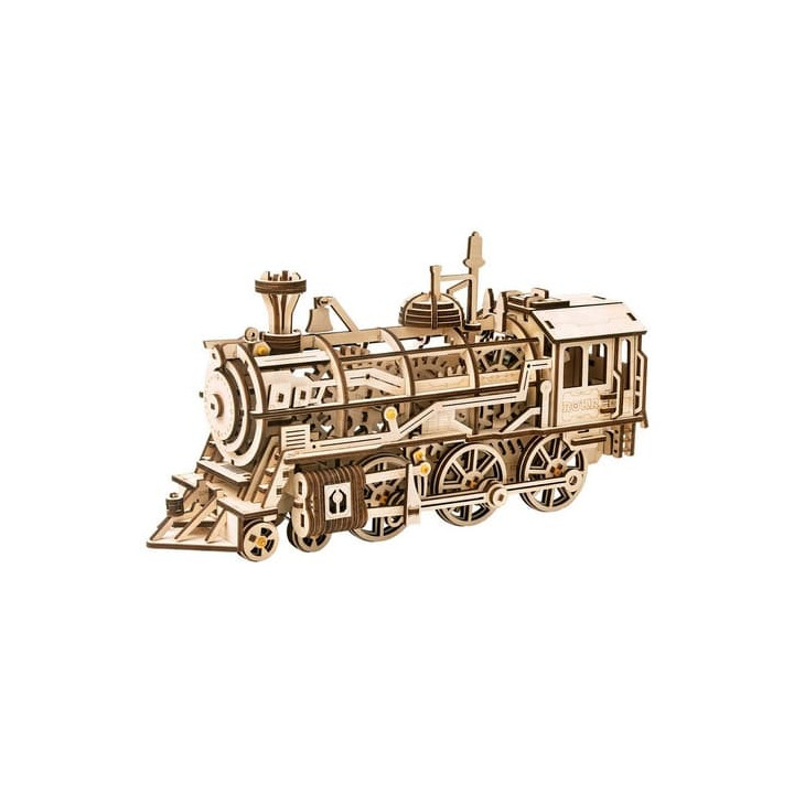 RoboTime 3D dřevěné mechanické puzzle Parní lokomotiva