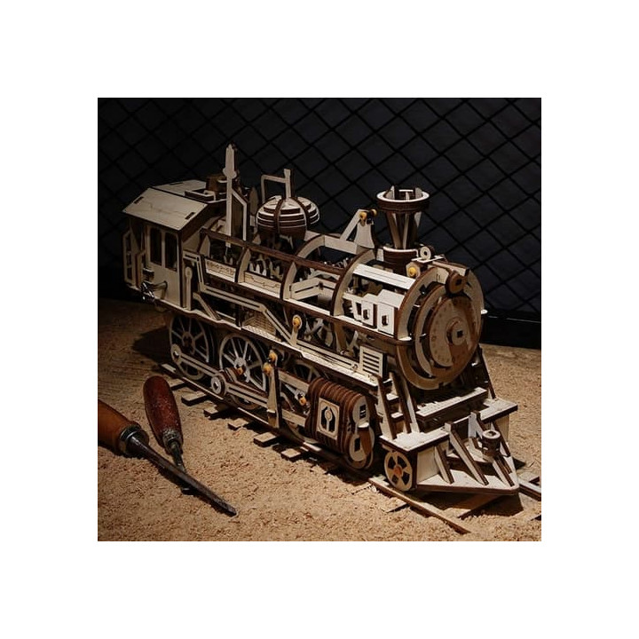 RoboTime 3D dřevěné mechanické puzzle Parní lokomotiva