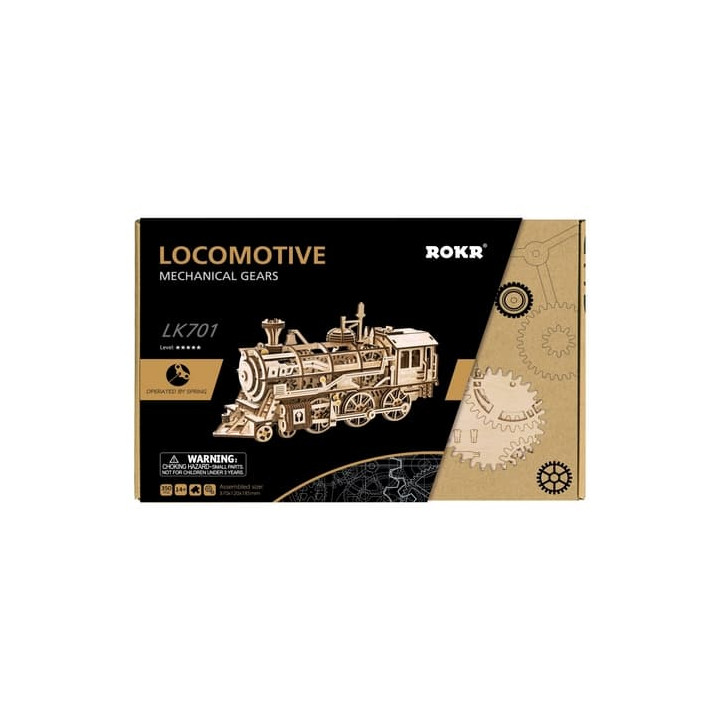 RoboTime 3D dřevěné mechanické puzzle Parní lokomotiva